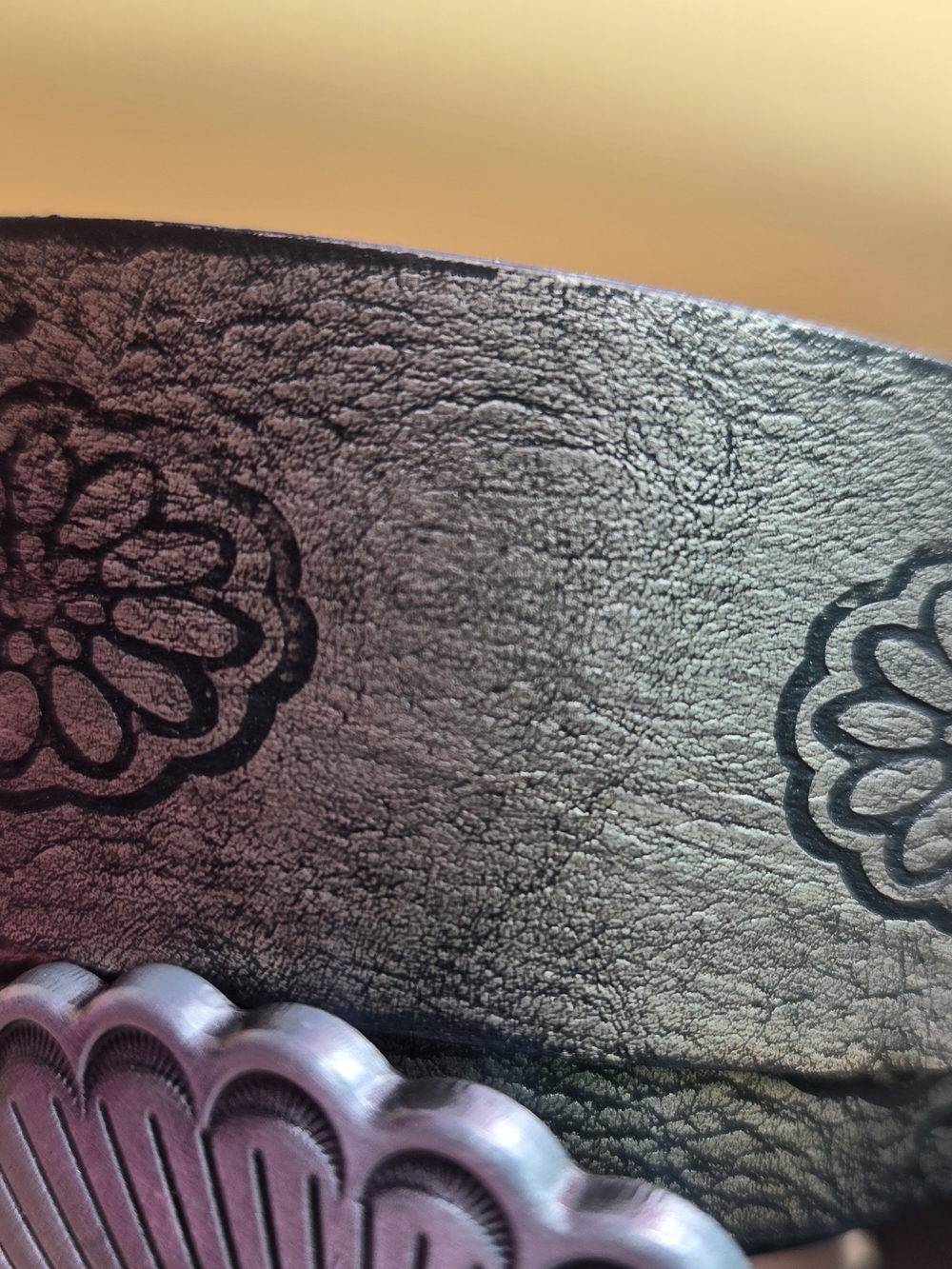 Turquoise Stone Concho Western Leather Belt - Picture 3 of 6